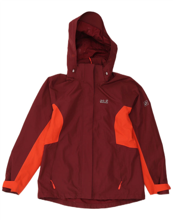 Женская дождевик Jack Wolfskin UK 10/12, средний бордовый, цветной блок