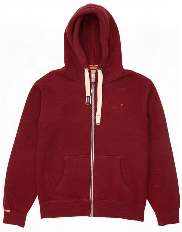 Мужской свитер с капюшоном на молнии Superdry 2XL, бордовый хлопок с крапинками