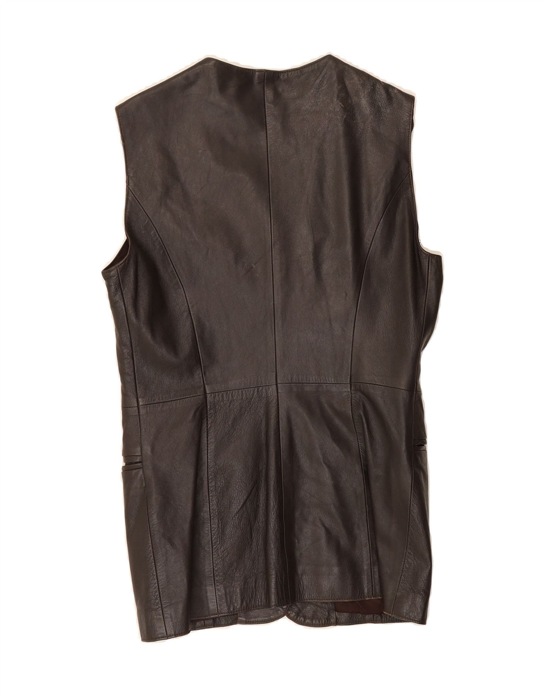 VINTAGE Womens Leather Gilet UK 12 Medium Brown Leather Vintage Vintage and Second-Hand Vintage from Messina Hembry 