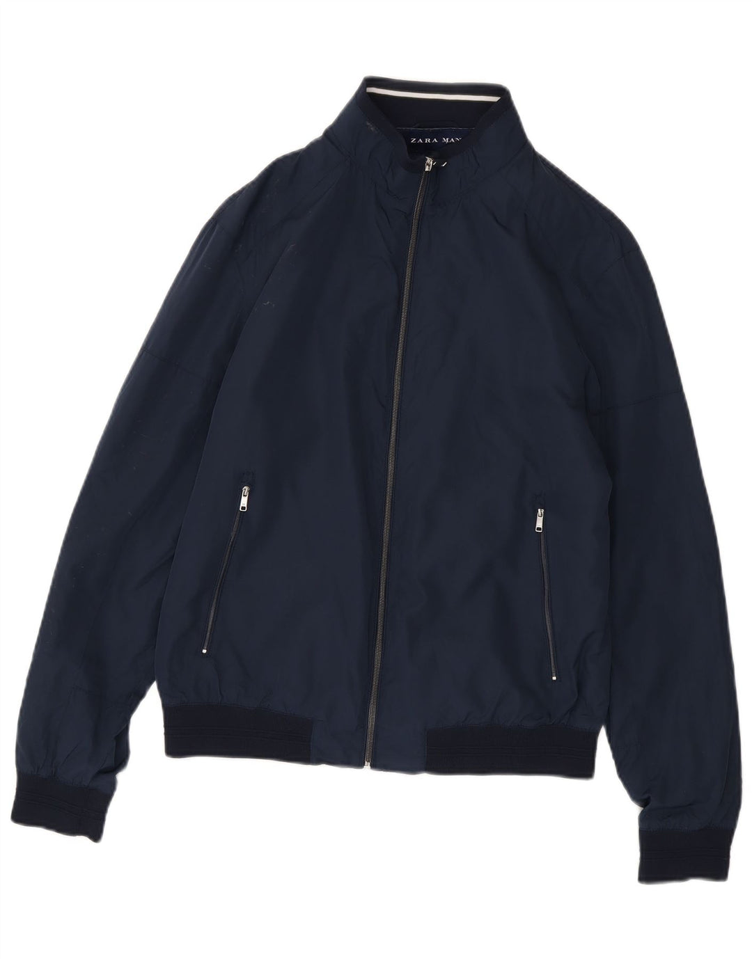 Мужская куртка-бомбер Zara UK 40, большая темно-синяя, полиэстер