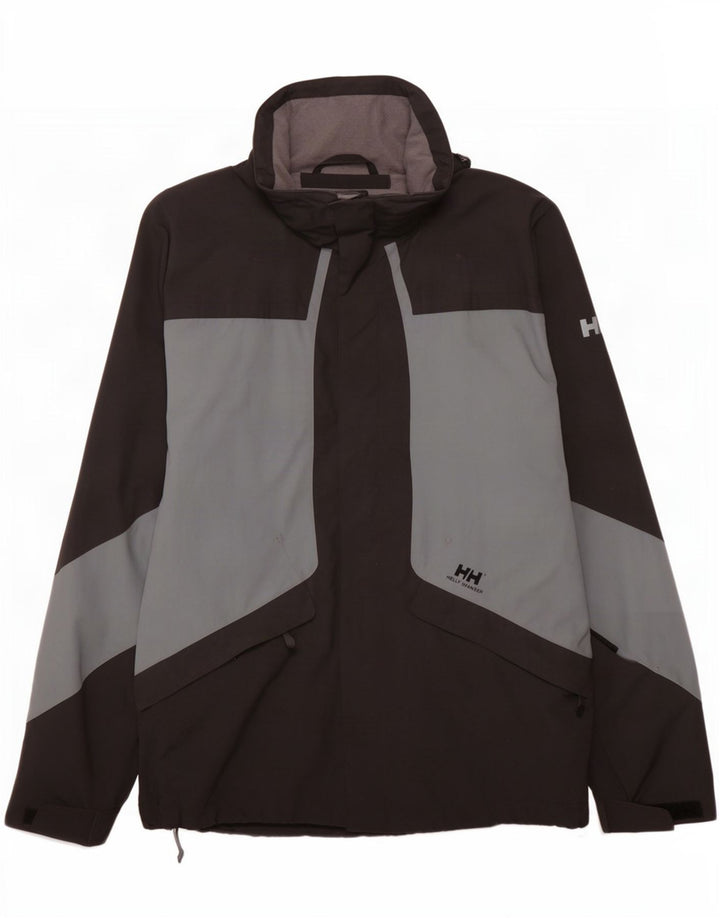 Мужская дождевик Helly Hansen UK 38, средний черный, нейлон с цветными блоками