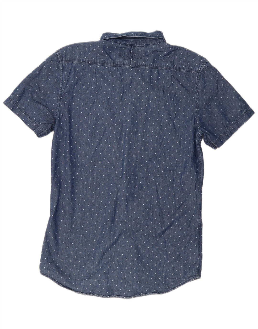 MOSSIMO Мужская джинсовая рубашка с коротким рукавом XS синяя пятнистая