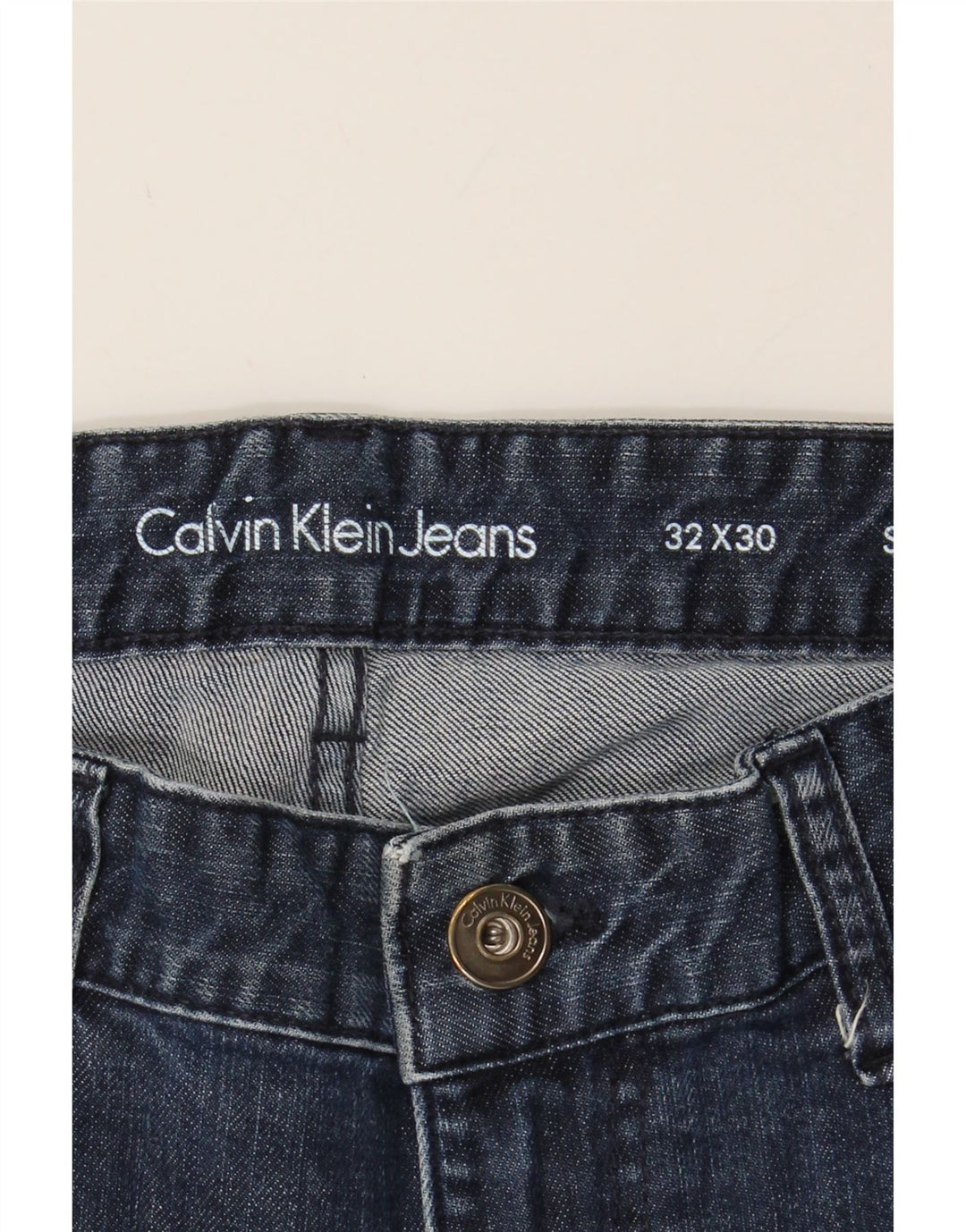 CALVIN KLEIN Mens Straight Jeans W32 L30 Navy Blue Cotton Vintage Calvin Klein and Second-Hand Calvin Klein from Messina Hembry 