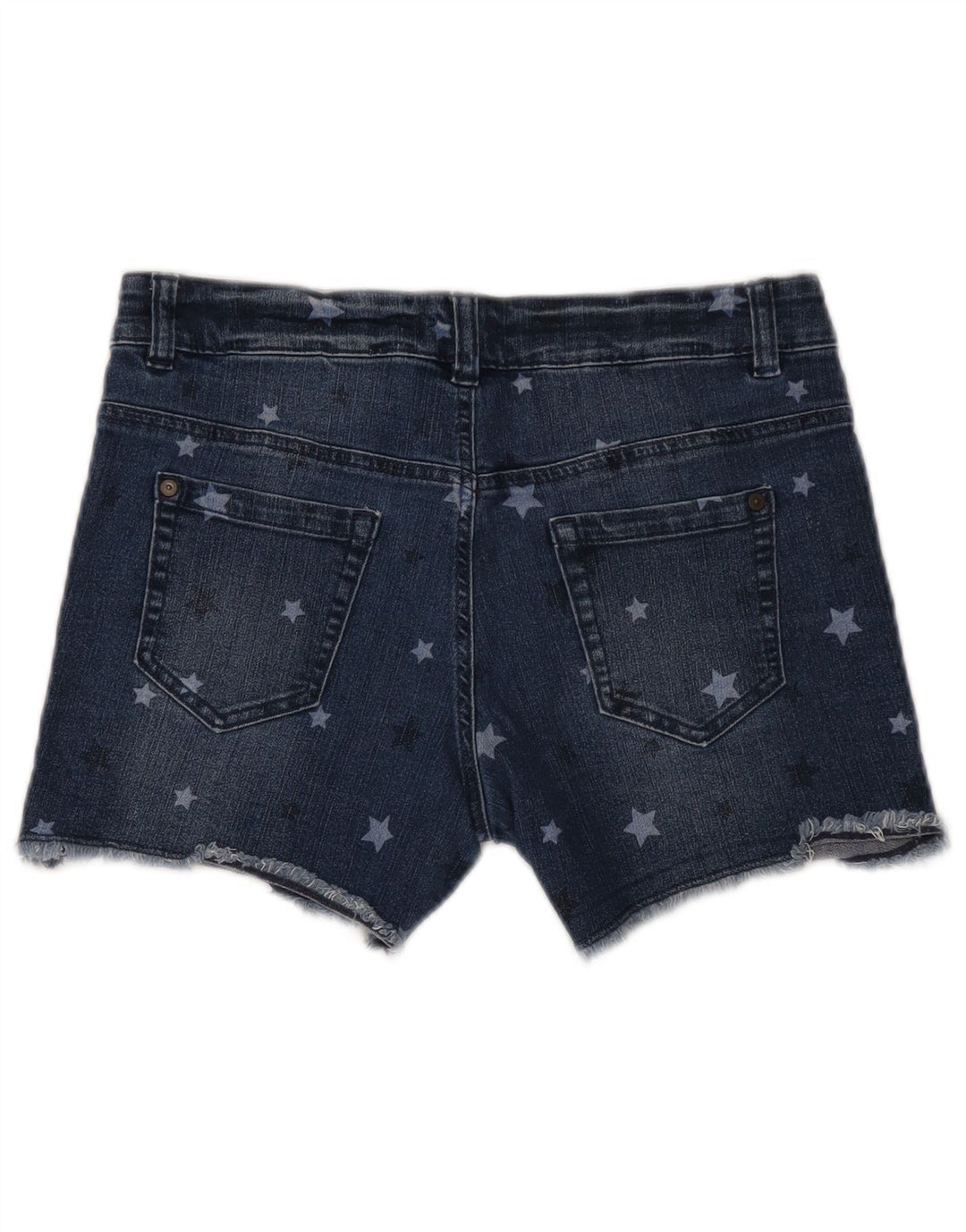 BENETTON Girls Abstract Pattern Denim Shorts 13-14 Years 3XL W32  Blue