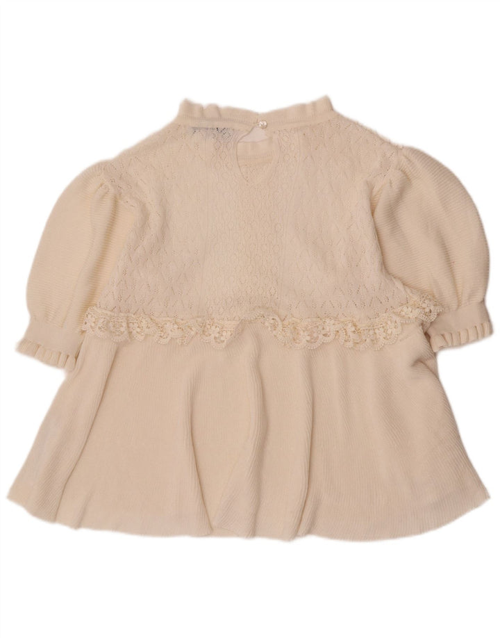 Женская блузка с рукавом 3/4 Zara UK 12, средний цвет, белый полиэстер с цветочным принтом