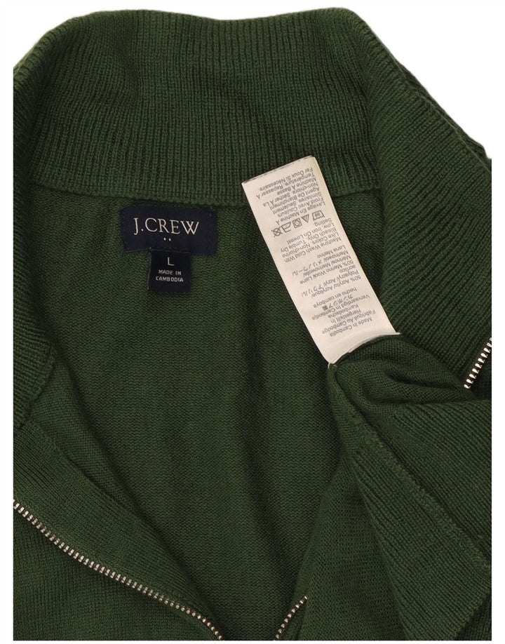 Мужской джемпер с воротником на молнии J. Crew, большой зеленый акрил