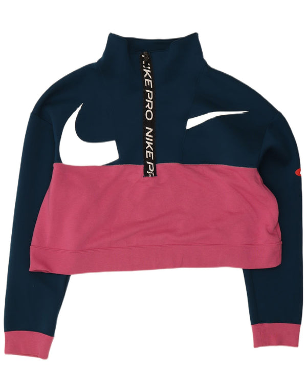 Женский свитер с рисунком Nike UK 16, большой темно-синий с цветными блоками
