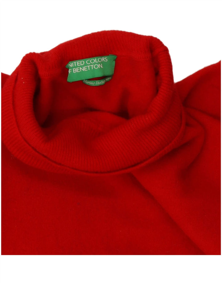 Женский укороченный джемпер с высоким воротником Benetton UK 10, маленький красный