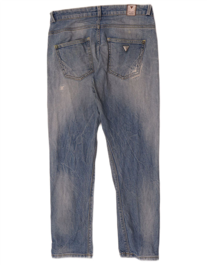 Guess Женские потертые узкие джинсы W26 L24 Синие хлопковые