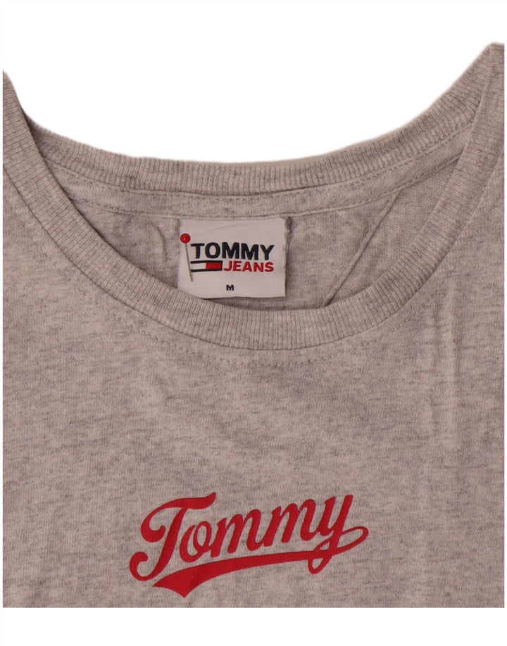 Мужская футболка с рисунком Tommy Hilfiger, хлопковый топ среднего серого цвета