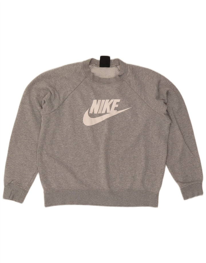 Женский свитер с рисунком Nike UK 14, хлопковый средний серый цвет