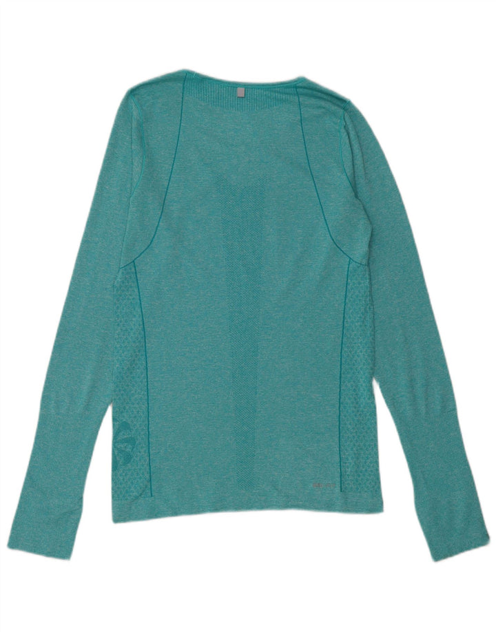 Женский топ Nike Dri Fit с длинным рукавом UK 10, маленький зеленый полиэстер с крапинками