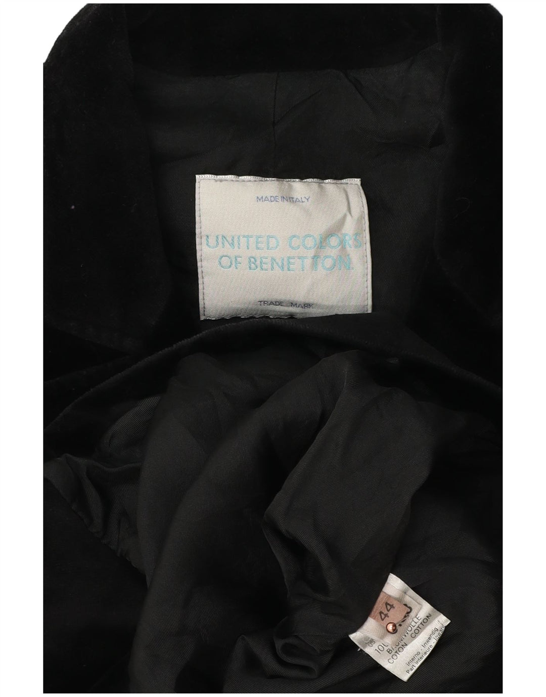 BENETTON Женский бархатный двубортный пиджак IT 44 Средний черный