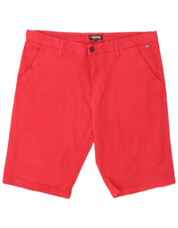 Brugi Mens Regular Fit Chino Shorts W38 XL Red Cotton