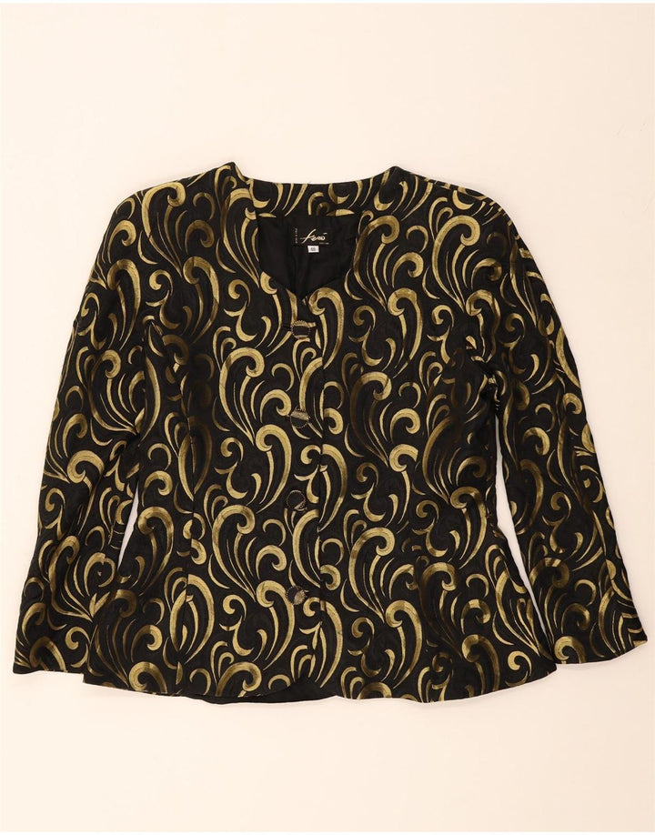 FERO COUTURE Womens 4 Button Blazer Jacket IT 48 XL Black Paisley Vintage Fero Couture and Second-Hand Fero Couture from Messina Hembry 