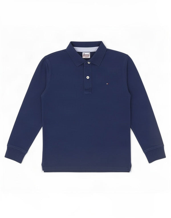 Рубашка-поло с длинными рукавами для мальчиков Tommy Hilfiger, 9–10 лет, темно-синяя, хлопковая