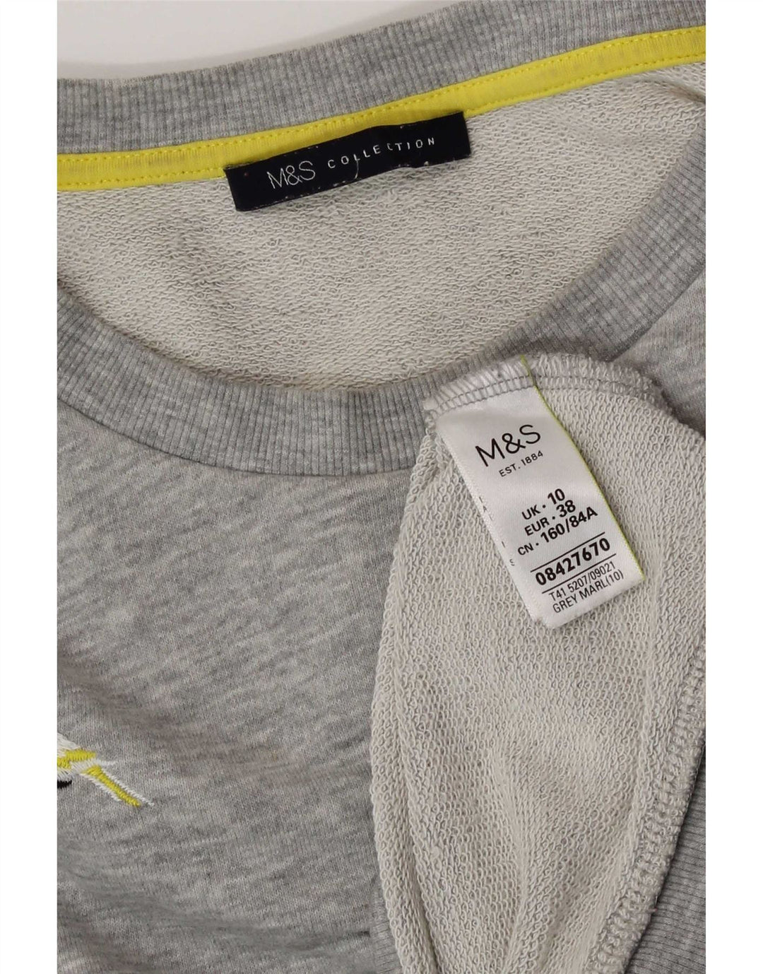 Женский свитер с рисунком Marks & Spencer, размер UK 10, маленький, серый, полиэстер