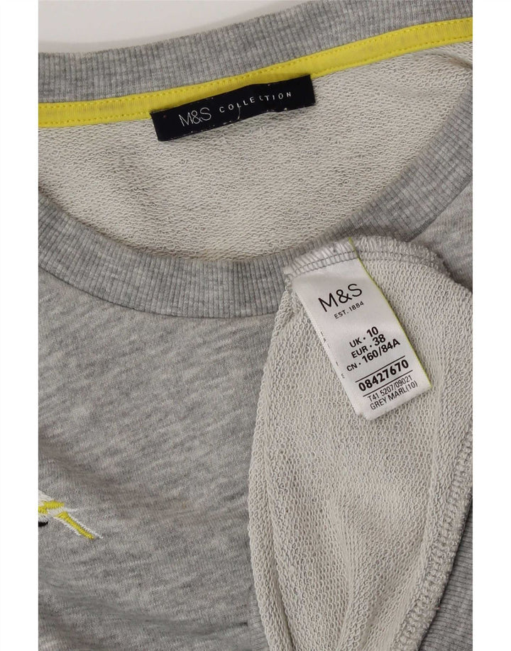 Женский свитер с рисунком Marks & Spencer, размер UK 10, маленький, серый, полиэстер