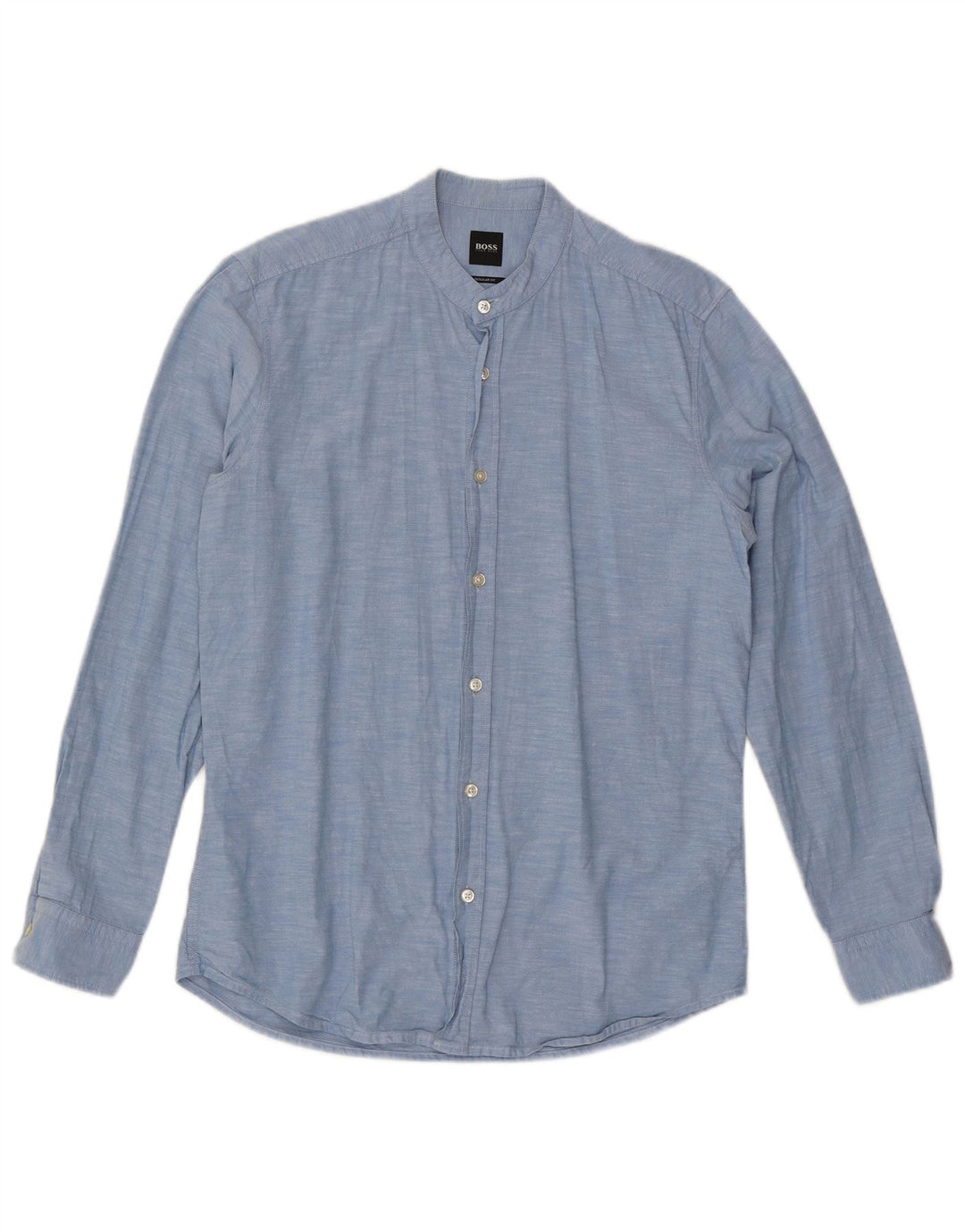 Мужская рубашка стандартного кроя HUGO BOSS, хлопковая, синего цвета
