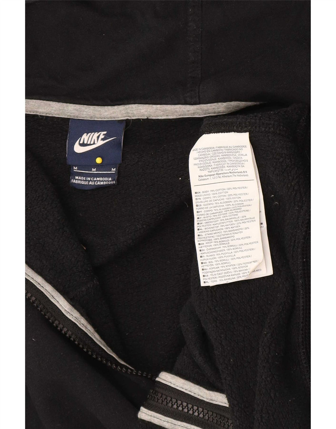 Мужской свитер с капюшоном на молнии Nike среднего размера, черный, хлопок