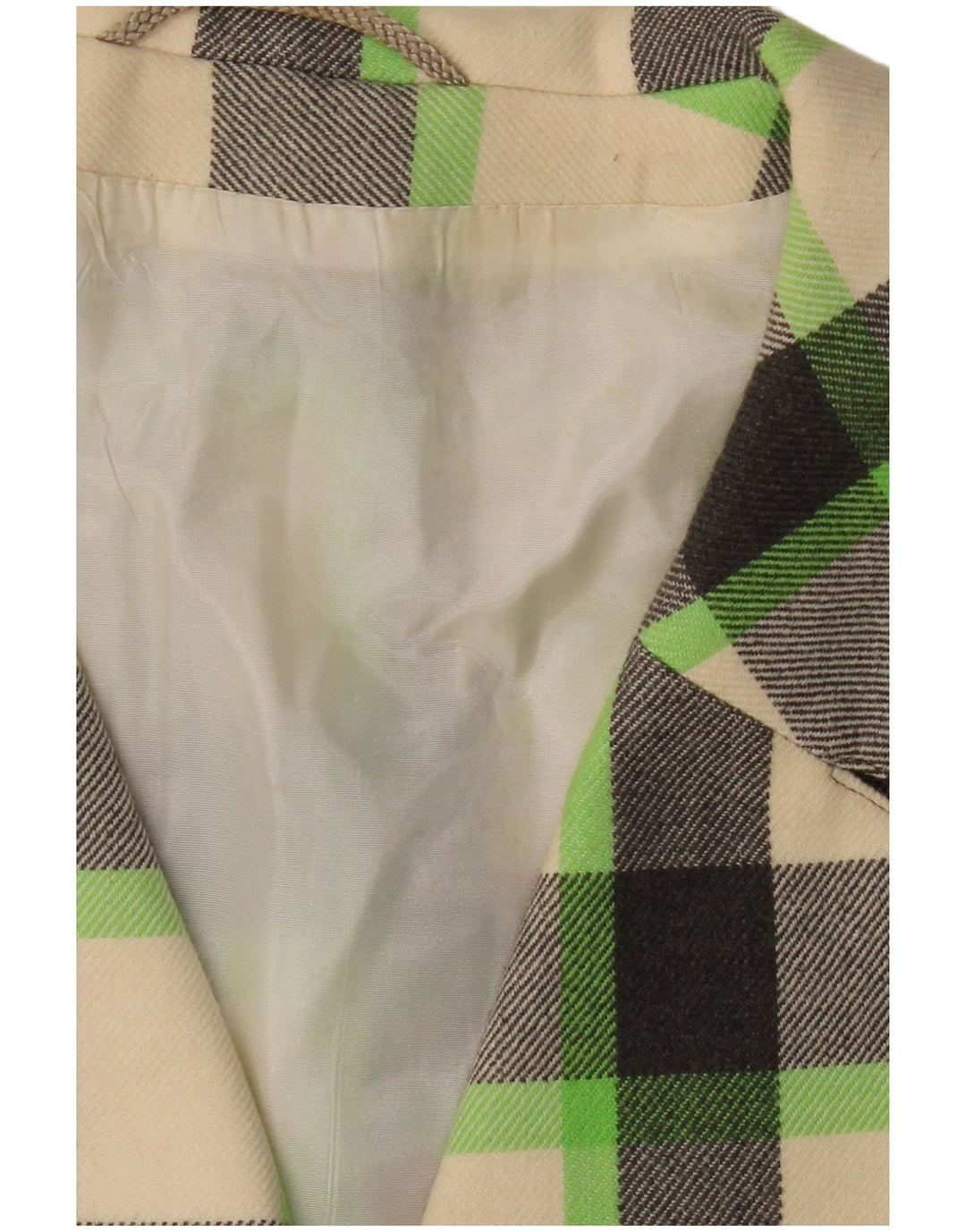 ВИНТАЖНОЕ женское пальто UK 16, большая клетка в клетку белого цвета