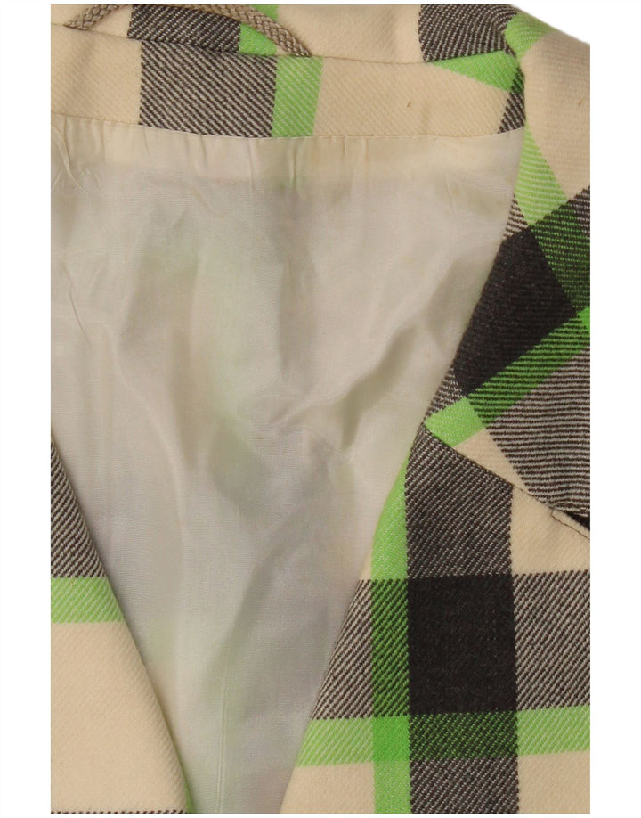 ВИНТАЖНОЕ женское пальто UK 16, большая клетка в клетку белого цвета