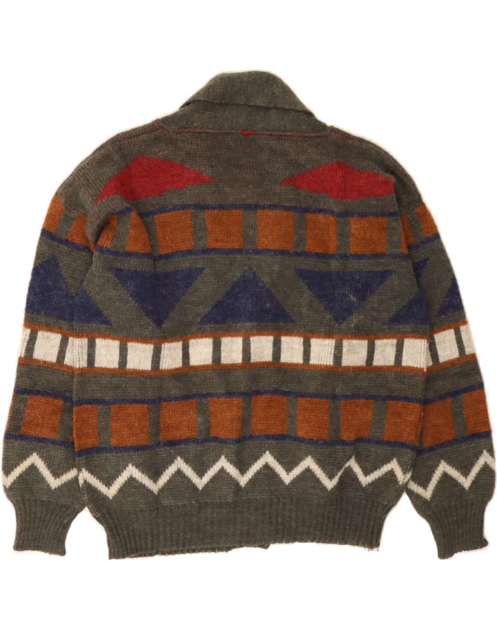 MANNA Mens Cardigan Sweater Size 50 Medium Grey Geometric Acrylic Vintage Manna and Second-Hand Manna from Messina Hembry 