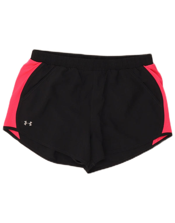 Under Armour Womens Heat Gear Sport Shorts UK 14 Medium Black Colourblock