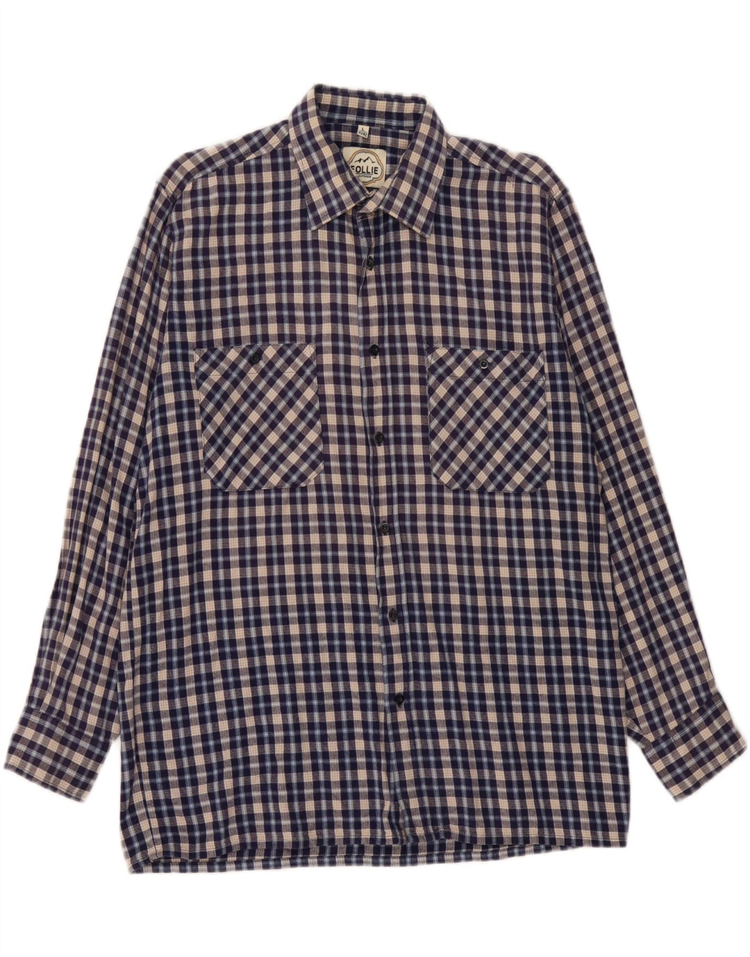 Мужская фланелевая рубашка FOLLIE, размер 41/42, большая синяя клетка