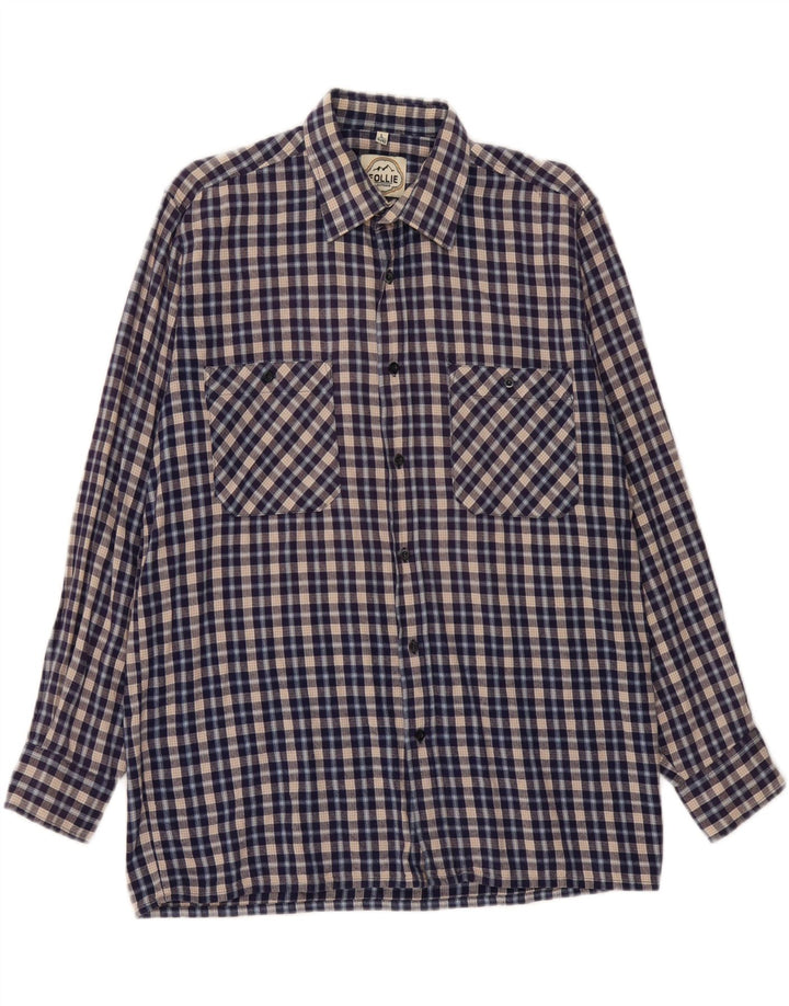 Мужская фланелевая рубашка FOLLIE, размер 41/42, большая синяя клетка