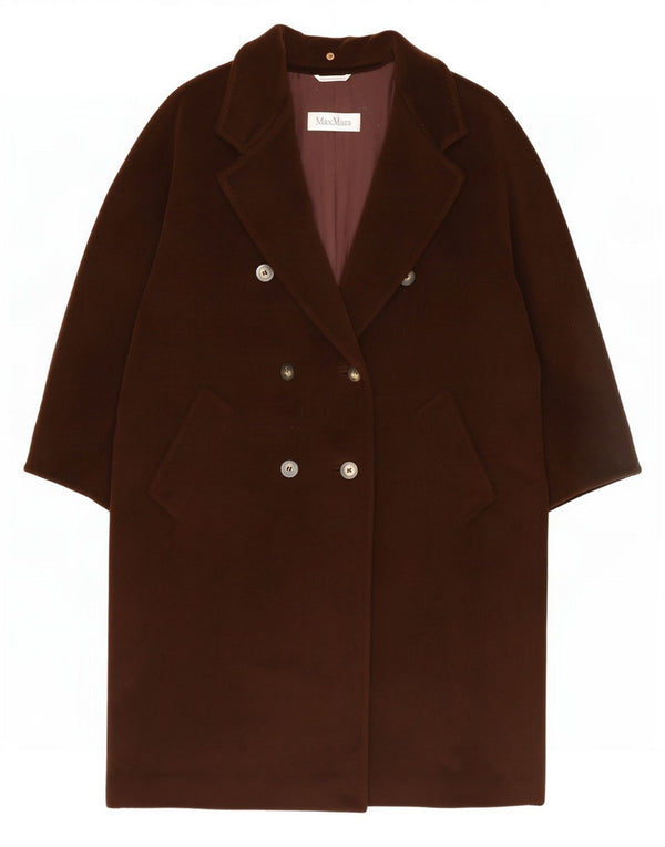 Max Mara Женское двубортное пальто оверсайз UK 14, большое коричневое