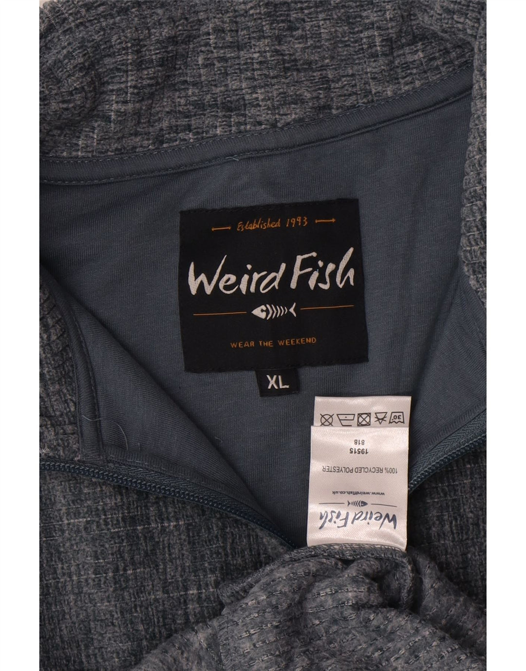Мужской свитер WEIRD FISH с воротником на молнии, джемпер UK 18 XL, серый полиэстер с крапинками
