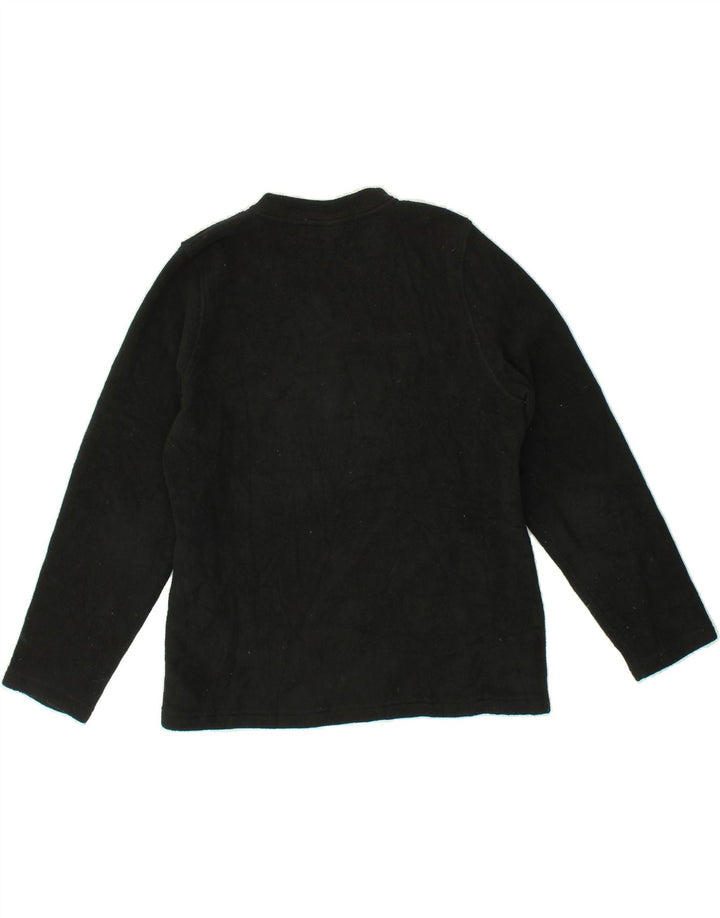 L.L.BEAN Womens V-Neck Fleece Jumper UK 16 Large Black Polyester | Vintage L.L.Bean | Thrift | Second-Hand L.L.Bean | Used Clothing | Messina Hembry 