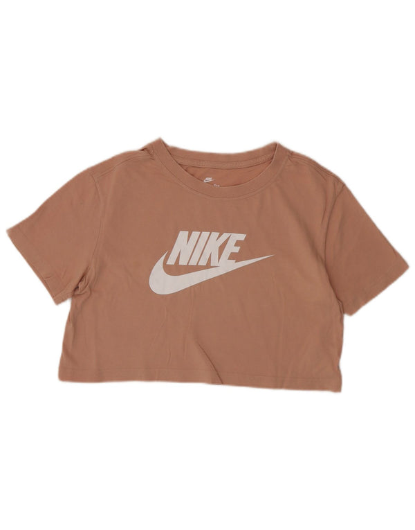 Женская укороченная футболка свободного кроя с графическим рисунком Nike UK 6 XS, розовый хлопок