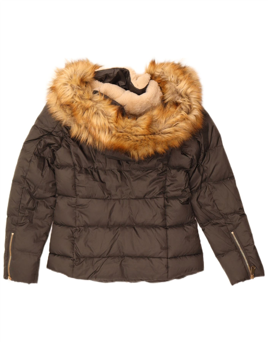 Женская стеганая куртка с капюшоном Zara UK 6 XS, серый полиэстер