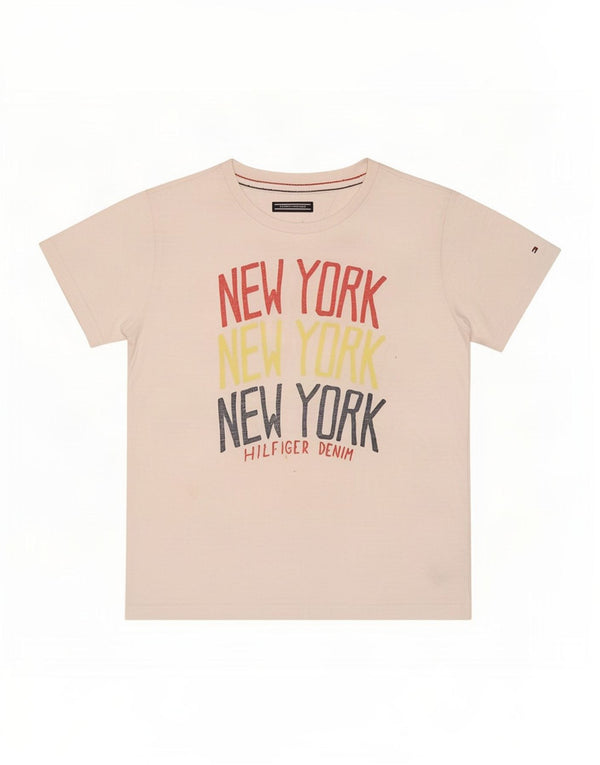 Женская футболка с рисунком Tommy Hilfiger Top UK 12, средний белый хлопок