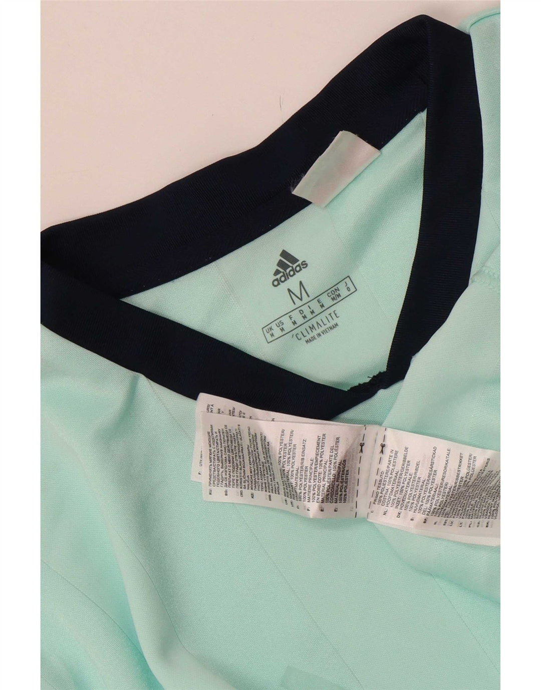 Adidas Mens Climalite Футболка Топ Средний Бирюзовый Полосатый Полиэстер