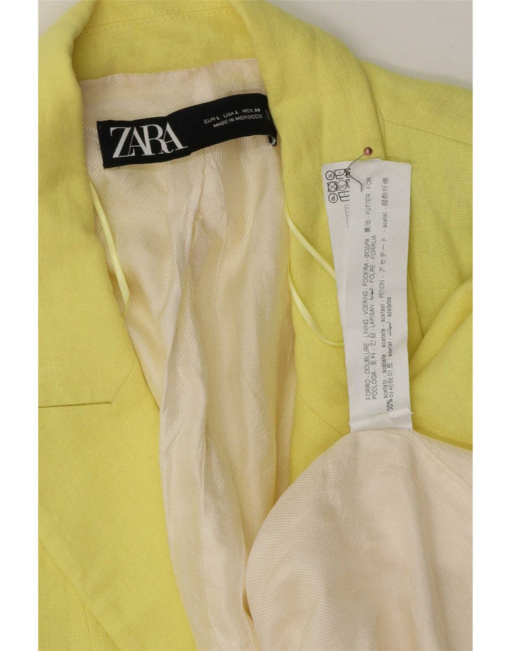 Женский пиджак с открытыми рукавами 3/4 Zara UK 16, большой желтый ацетат