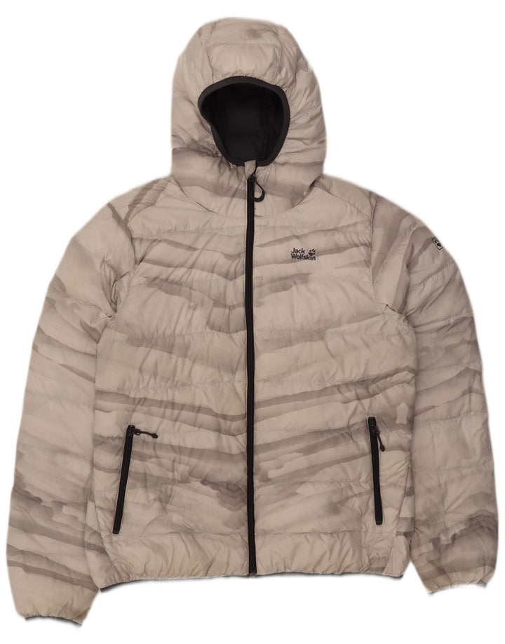Женская стеганая куртка с капюшоном Jack Wolfskin UK 18 XL, серый полиэстер тай-дай