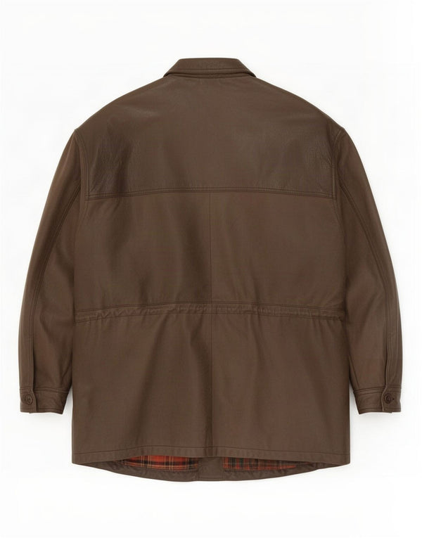 Mc Percy Мужское кожаное пальто UK 56 3XL хаки