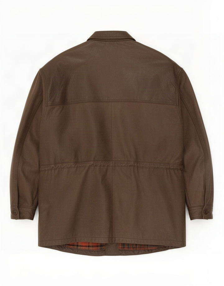 Mc Percy Мужское кожаное пальто UK 56 3XL хаки