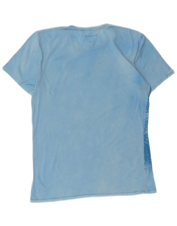 Женская футболка с рисунком Calvin Klein Jeans Top UK 10, маленький синий хлопок