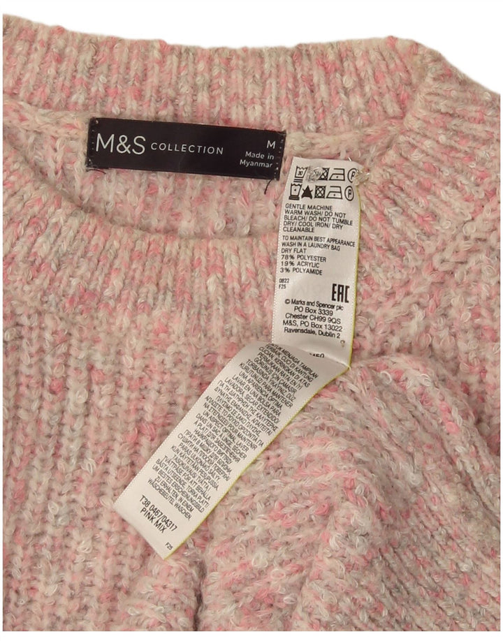 Женский джемпер с круглым вырезом Marks & Spencer UK 14, средний розовый в крапинку