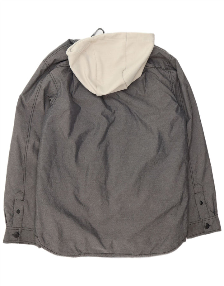 Мужская ветровка с капюшоном Nike UK 36, маленькая серая, полиэстер с цветными блоками