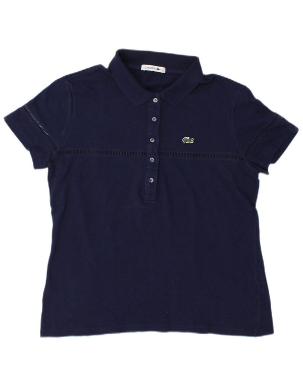 Женская рубашка-поло Lacoste, размер 46 XL, темно-синяя, хлопок