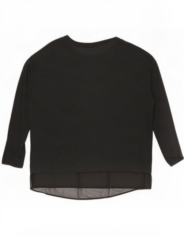 Женский топ оверсайз Zara UK 14 с длинным рукавом, средний черный, вискоза