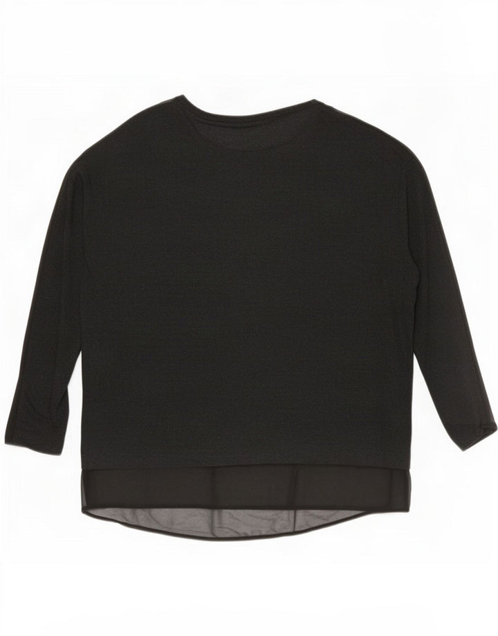 Женский топ оверсайз Zara UK 14 с длинным рукавом, средний черный, вискоза