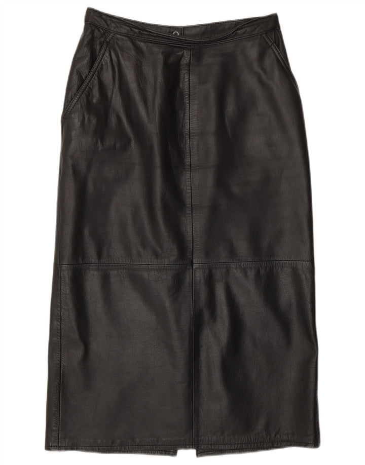 ВИНТАЖНАЯ женская кожаная юбка UK 10, маленькая W26, черная кожа