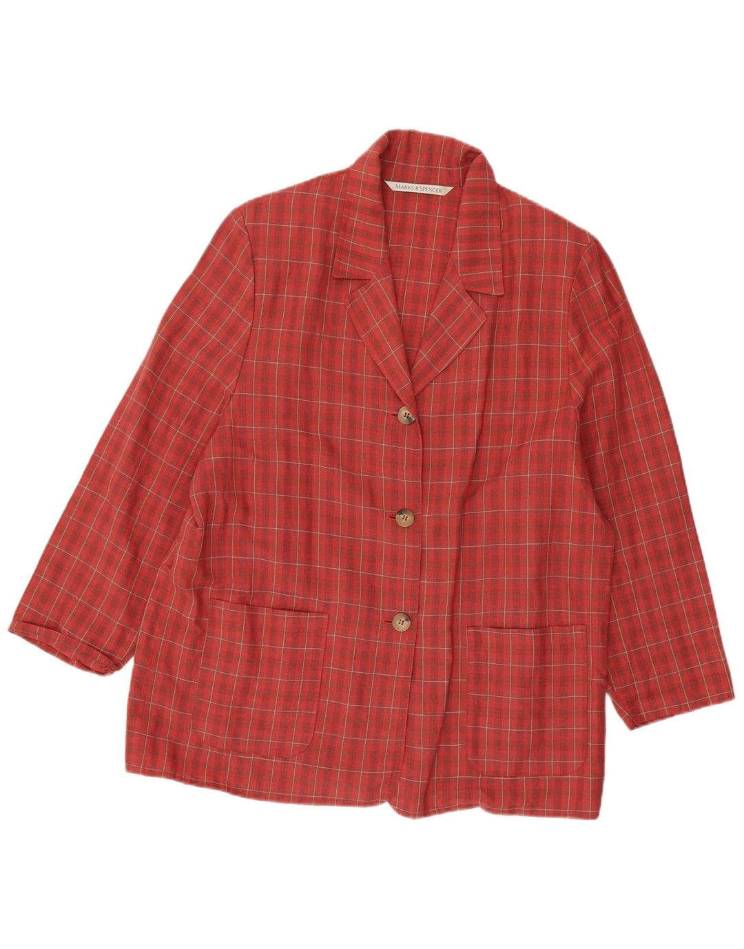 Женский пиджак MARKS & SPENCER с рукавом 3/4, Великобритания 18 XL, красный в клетку