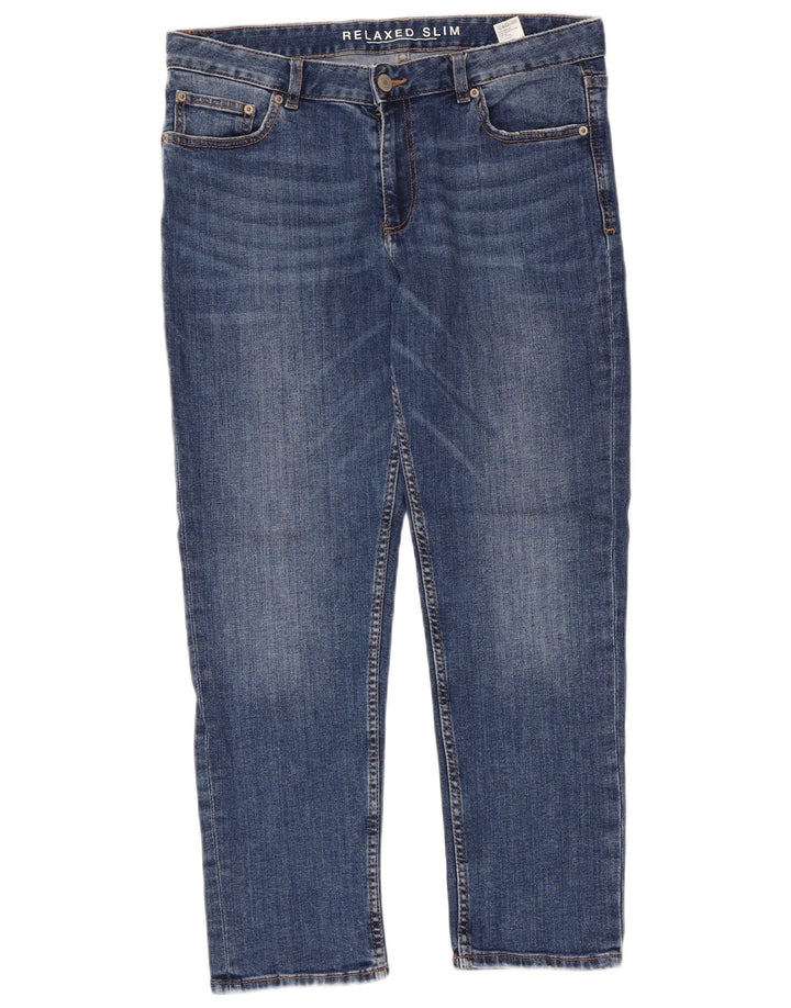 Женские укороченные узкие джинсы Marks & Spencer UK 12, средние W32 L26, синие